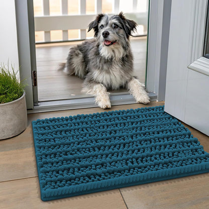 Smiry Dog Door Mat for Muddy Paws 30x20, Extra Soft Absorbent Chenille Doormat, Trap Moisture and Dirt, Non-Slip Machine Washable Front Door Mat for Indoor Entrance Inside Floor, Grey