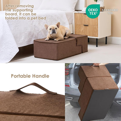EHEYCIGA Dog Stairs for High Bed 22.5" H, 5-Step Dog Steps for Bed, Pet Steps for Small Dogs and Cats, Non-Slip Balanced Pet Ramp Indoor, Grey