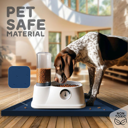 Dog Food Mat - Raised Edges Dogs Mat for Food and Water Prevent Spill, Waterproof Cat Food Mats Protect Floors, Easy Clean Dog Bowl Mats for Food and Water, Silicone Pet Feeding Placemats
