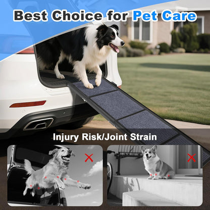 COSIEST Dog Ramp for Car, 63" L x 17.3" W Folding Pet Ramp for Large Dogs Up to 250LBS, Portable Dog Steps with Non-Slip Surface for SUV, Bed, Couch