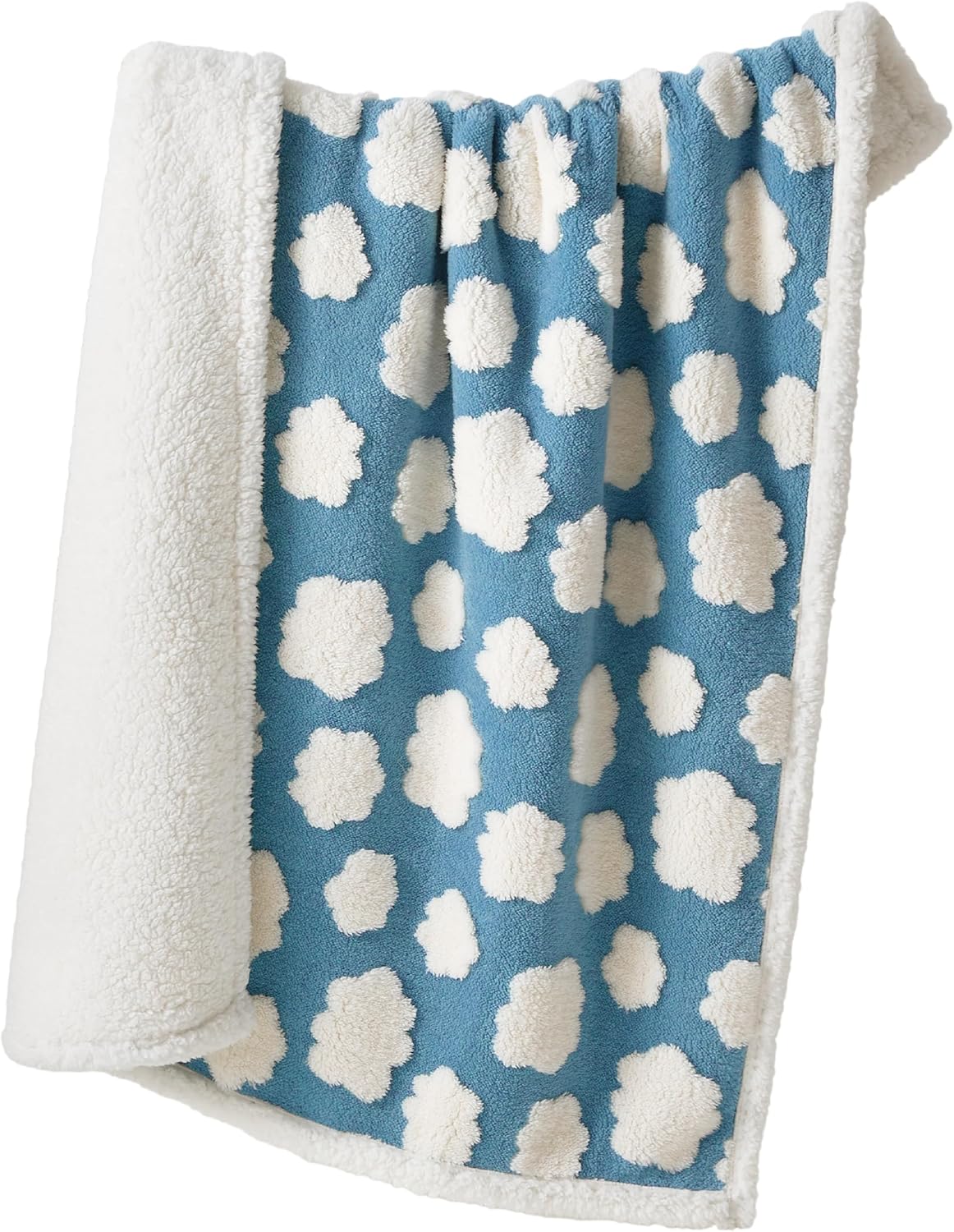 LE SURE Waterproof Dog Blanket for Large Dogs - Washable Double Sided Dog Blankets with Warm Jacquard Shag and Soft Sherpa Fleece, Pet Cat Blanket for Couch Protection, 3D Textured Cloud, Green