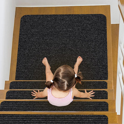 Stair Treads for Wooden Steps Carpet, Non-Slip Stair Runner Indoor Outdoor Stair Tread Mats Covers Pads, 19" x 31"Matching Landing Step Runner for Elders, Kids and Dogs (19" x 31", Black)