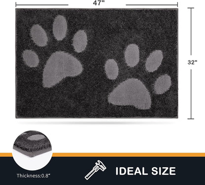 PURRUGS Dirt Trapping Door Mat 20" x 31.5", Non-Skid/Slip Machine Washable Microfiber Entryway Rug, Dog Doormat, Super Absorbent Welcome Mat for Muddy Wet Shoes and Paws, Grey