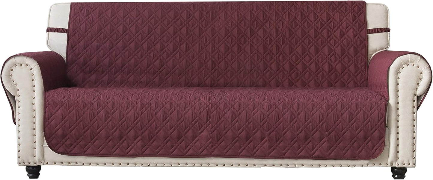 Ameritex Couch Sofa Slipcover 100% Waterproof Nonslip Quilted Furniture Protector for Dogs, Children, Pets, Machine Washable (Beige, 68")
