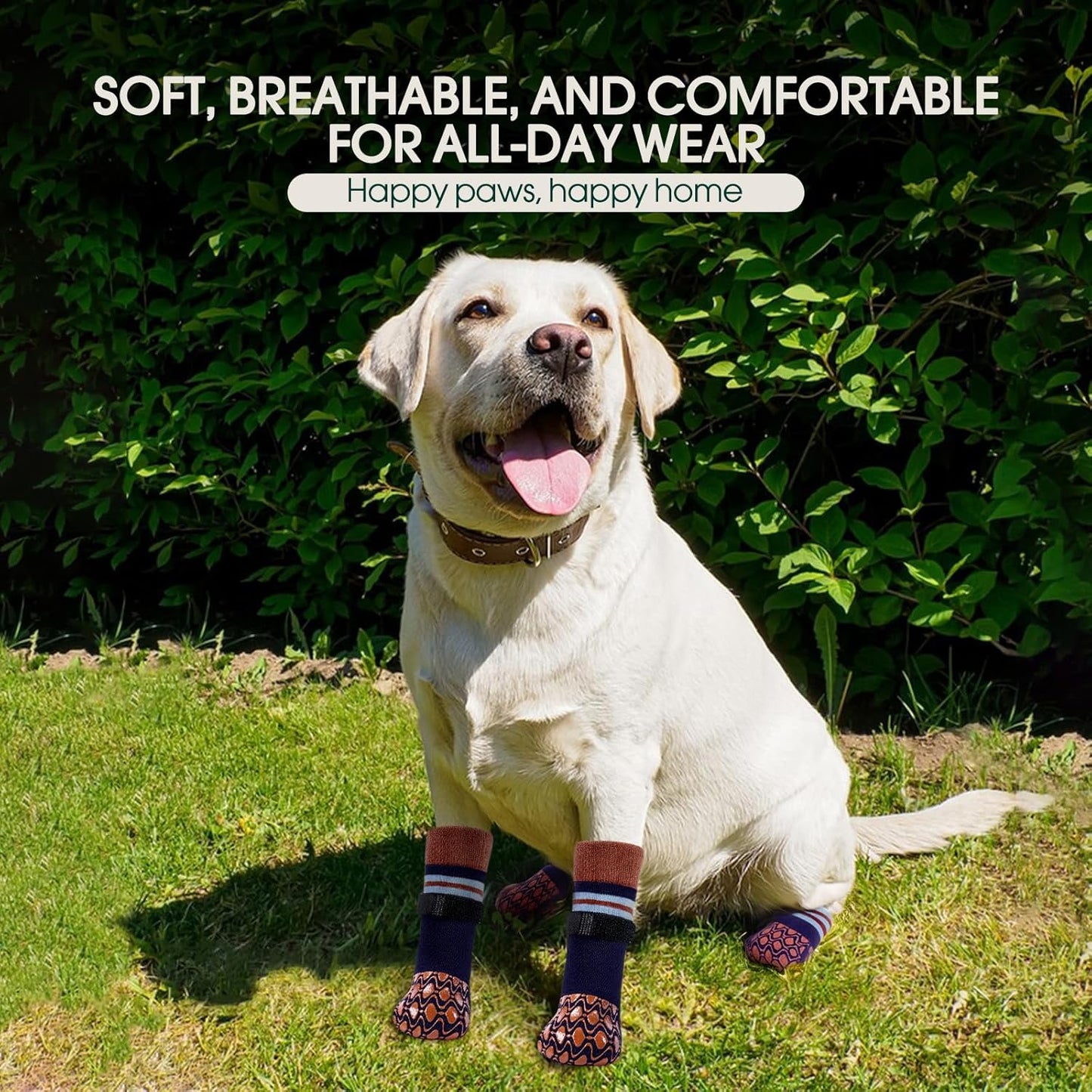 Kuoser Non Slip Dog Socks for Hardwood Floors, Dog Grippy Socks with Double-Sided Traction, Anti Slip Dogs Booties Paw Protectors to Prevent Licking Paws for Small Medium Large Senior Dogs, 4 Pack-M