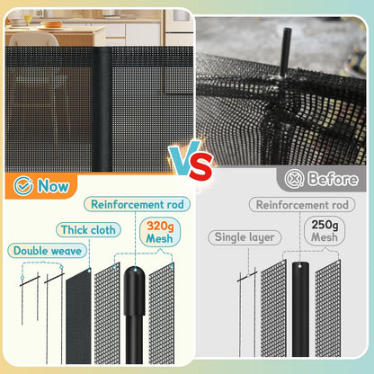 160 Inch Retractable Baby Gates Extra Wide, 42 Inch Extra Tall Retractable Gate, 13 FT Reinforced Retractable Dog Gate with Reinforcement Rod to Prevent Crawling Through, for Doorways, Stairs, Hallway