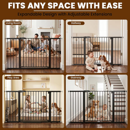 Mumeasy 36" High Extra Tall Dog Gate, 29.6"-40.5" Wide Pressure Mounted Tall Baby Gate for Dog, Auto Close Pet Gate with Door for Stairs,Doorways,House,Black