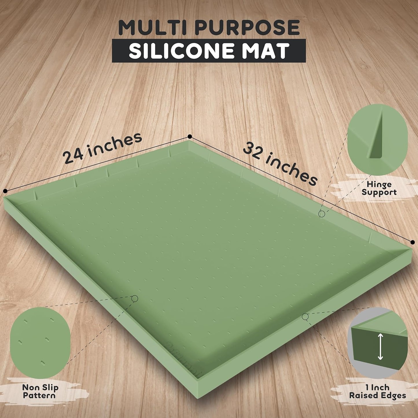 Dog Food Mat - Raised Edges Dogs Mat for Food and Water Prevent Spill, Waterproof Cat Food Mats Protect Floors, Easy Clean Dog Bowl Mats for Food and Water, Silicone Pet Feeding Placemats