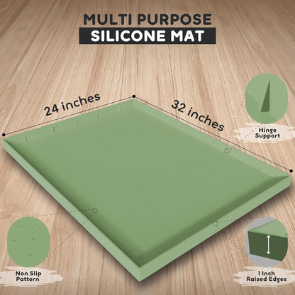 Dog Food Mat - Raised Edges Dogs Mat for Food and Water Prevent Spill, Waterproof Cat Food Mats Protect Floors, Easy Clean Dog Bowl Mats for Food and Water, Silicone Pet Feeding Placemats
