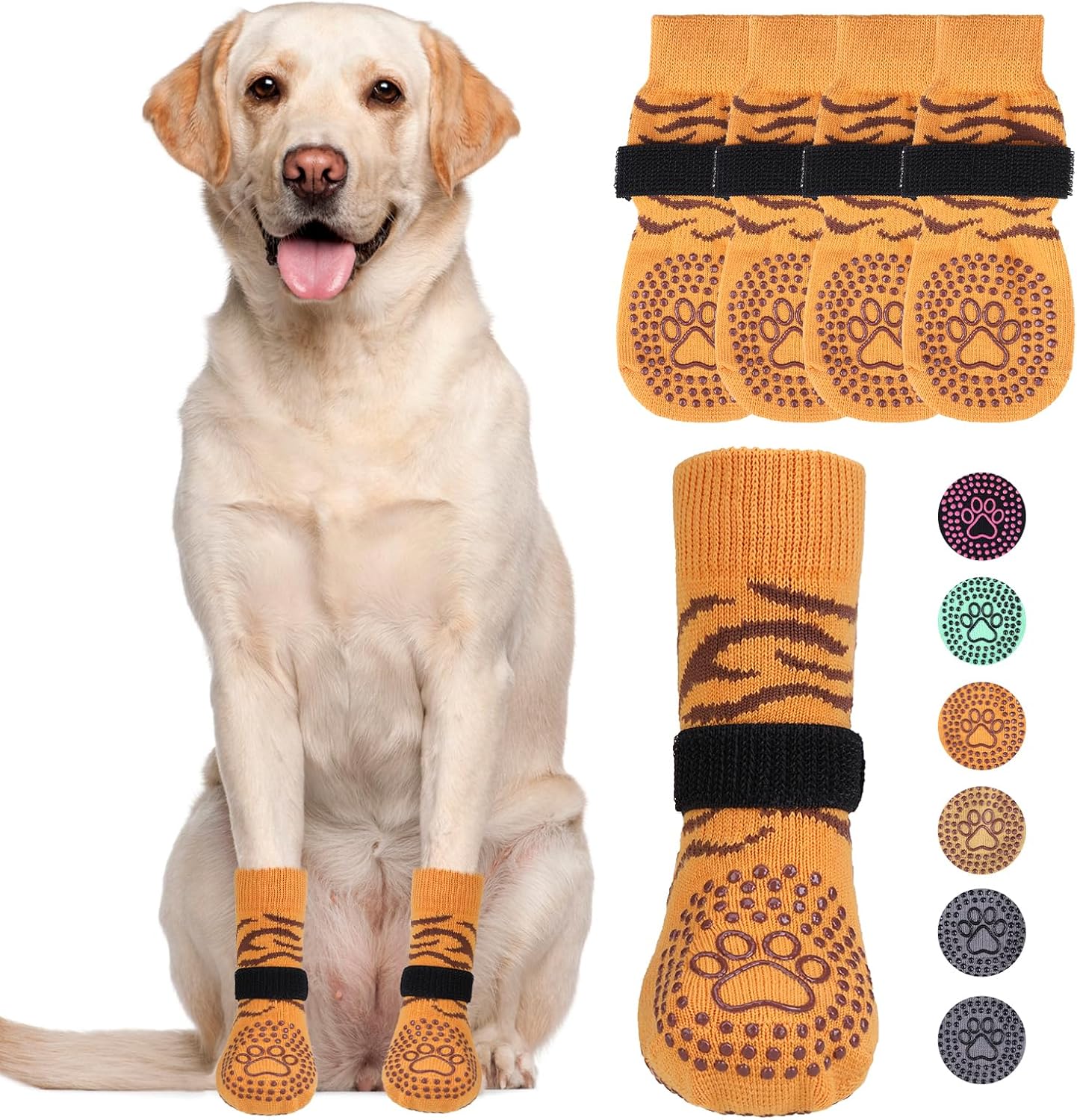 KOOLTAIL Dog Socks Shoes for Hot Pavement to Prevent Licking Paws, Winter Dog Boots&Paw Protector for Hardwood Floors Anti Slip,Traction Control Grip Booties for Small Medium Large Senior Dogs,Black M
