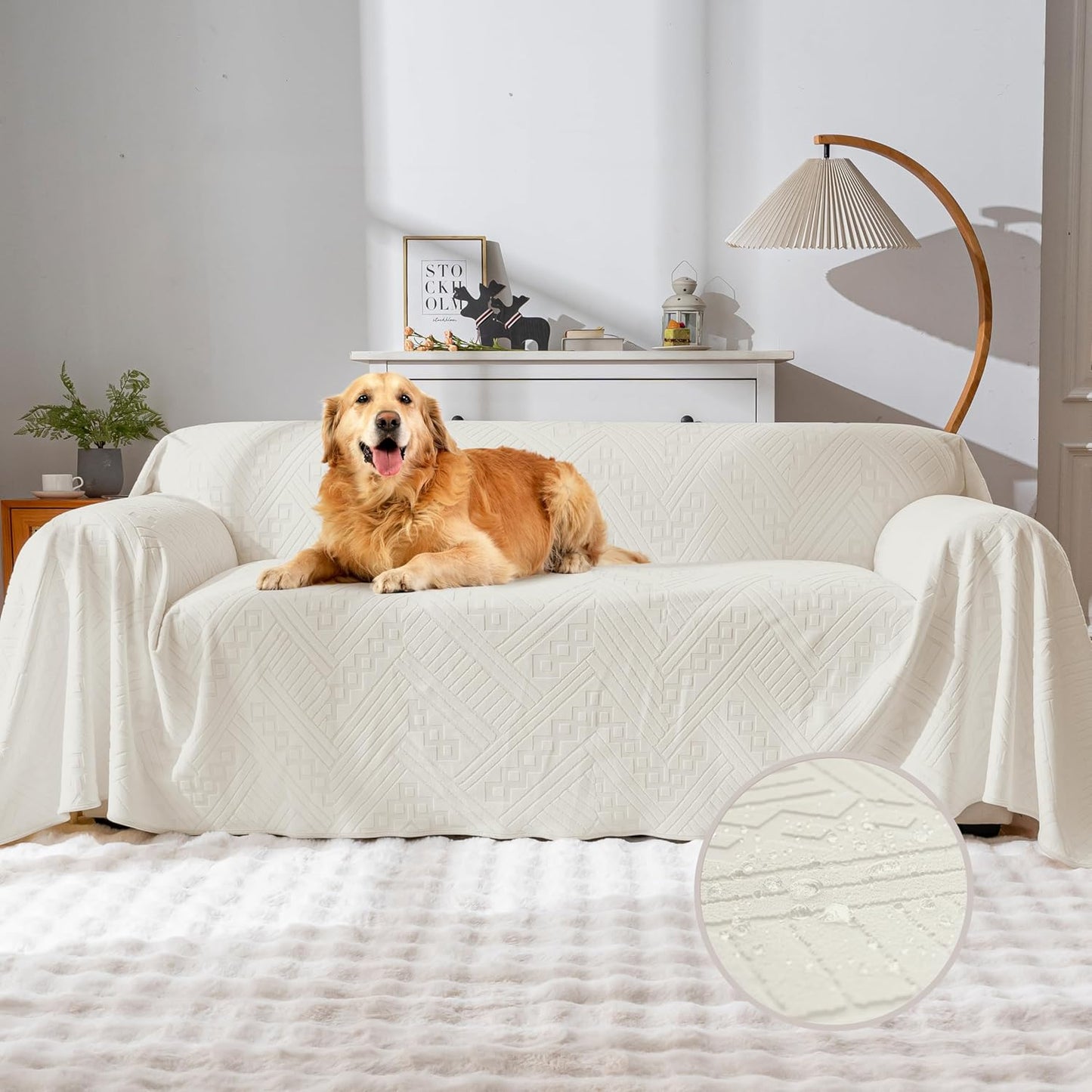 Waterproof Couch Cover, Reversible, Pet-Friendly, Washable and Anti-Slip Couch Covers for Sofa Protection with 3 Cushions, Sofa Slipcovers for Dogs and Cats (71×118in/Brown)