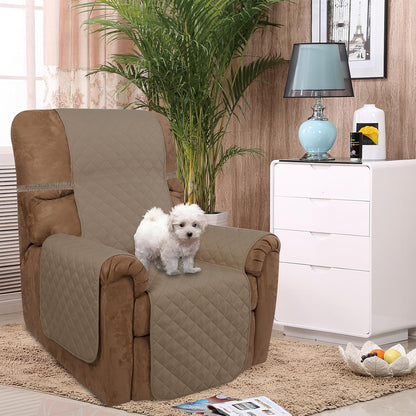 U-NICE HOME Reversible Sofa Cover Washable Couch Cover for Dogs Friendly with Elastic Straps Water Repellent Furniture Protector for 3 Cushion Couch (Sofa, Coffee/Beige) - Colors A