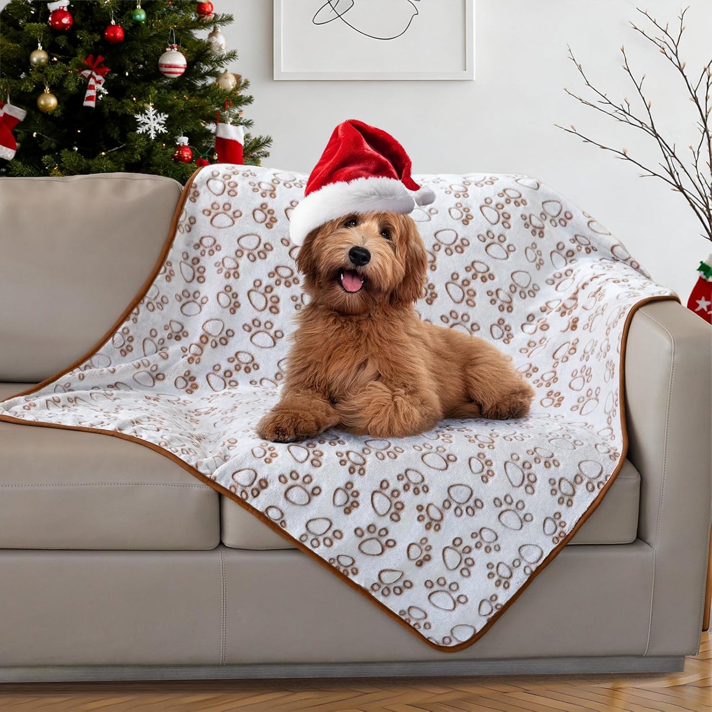 Stuffed® Premium Soft Dog Blanket Washable, 40"x32" Cat Blanket for Indoor Cats Large Medium Small Dog Puppy Essentials (Grey)