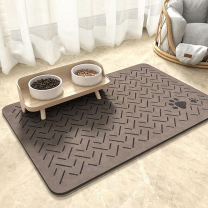 MontVoo Dog Food Mat-Pet Feeding Mat for Food and Water-No Stains Quick Dry Dispenser Cat Bowl Mat for Messy Drinkers(12"x19" Dark Grey)