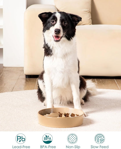 vancasso Slow Feeder Dog Bowl, 1.5 Cup Ceramic Slow Feeding Food Dish for Small and Medium Breed, Puzzle Dog Food Bowl for Fast Eater, Pink