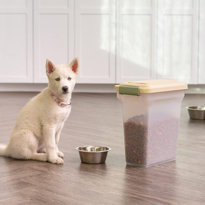 IRIS USA Dog Food Storage Container, Airtight Lid, 2-Cup Scoop, Up to 13 Pounds Pet Food Storage, Versatile Pet Food Bin, Treats, BPA Free, Gray/Dark Gray