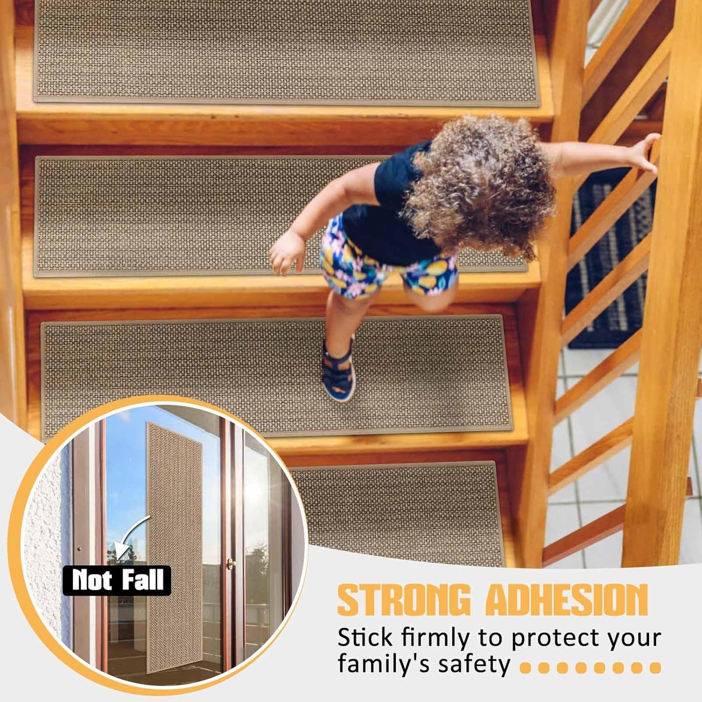 Stair Treads Non Slip for Wooden Steps Indoor 9" x 36" 15 Pack Extra Wide Stairs Tread Carpet Runner, Step Pads with Reusable Adhesive for Dogs Kids Elders, Machine Washable, Black