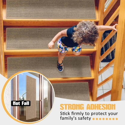 Stair Treads Non Slip for Wooden Steps Indoor 9" x 36" 15 Pack Extra Wide Stairs Tread Carpet Runner, Step Pads with Reusable Adhesive for Dogs Kids Elders, Machine Washable, Black