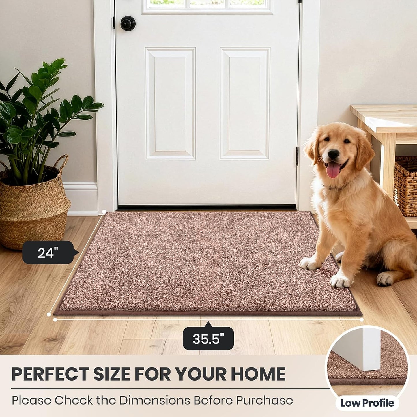 PURRUGS Dirt Trapping Door Mat 20" x 31.5", Non-Slip Machine Washable Entryway Rug, Dog Doormat, Indoor Front Door Mat, Super Absorbent Entry Rug for Muddy Shoes & Paws, Bluish Grey-Black