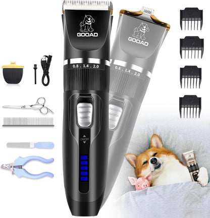 Dog Clippers for Grooming,Dog Grooming Kit for Heavy Thick Hair&Coats/Low Noise Rechargeable Cordless Hair Trimmer/Pet Shaver with Paw Trimmer for Small & Large Dogs Cats