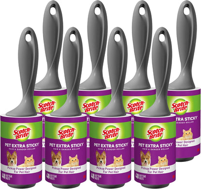 Scotch-Brite Pet Extra Sticky Lint Rollers 4 Rollers 48 Sheets Per Roller 192 Sheets Total