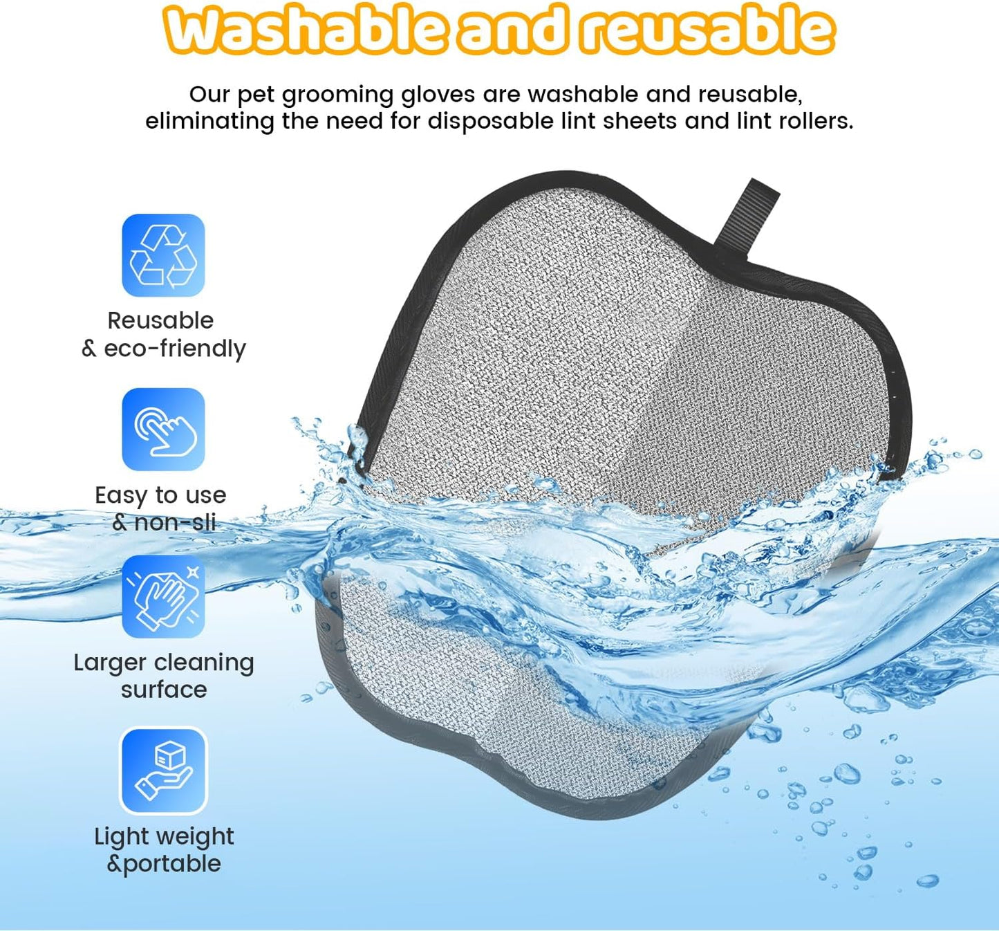 Pet Hair Removal Glove for Dogs & Cats, Sankell Upgraded Reusable Electrostatic Pet Hair Remover Glove, Magic Brush Mitt Tool for Couch, Furniture, Bed, Clothing, Carpet, Car Seat