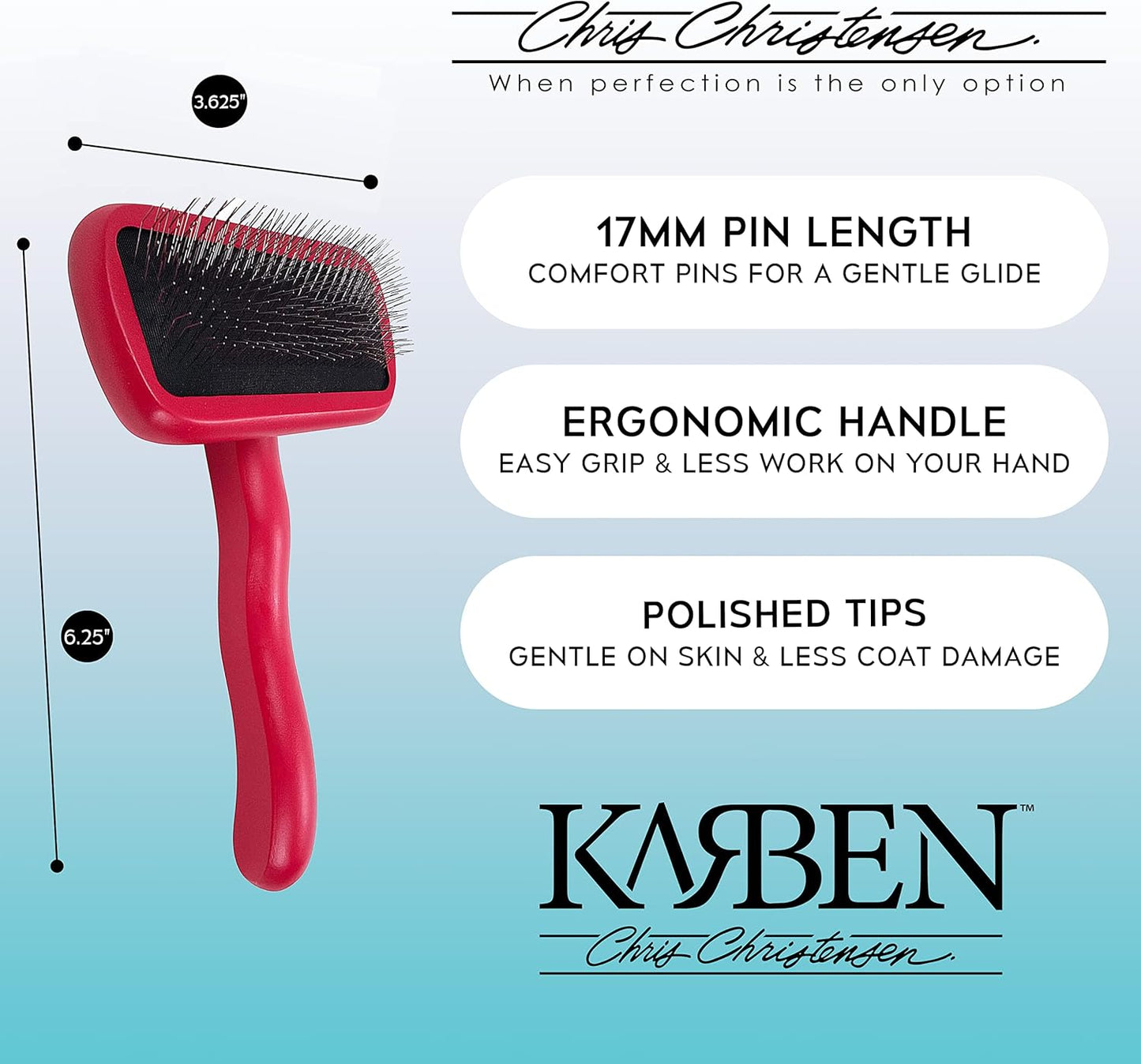 Chris Christensen Big G Dog Slicker Brush for Dogs (Goldendoodles, Labradoodles, Poodles), Groom Like a Professional, Fluff Detangle Style, Saves Time Energy, Teal, Large