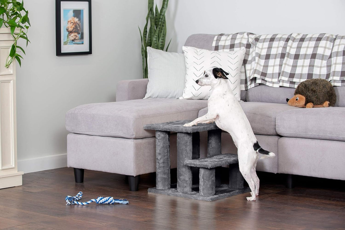 Furhaven Steady Paws Multi-Step Pet Stairs for High Beds & Sofas - Cream, 3-Step