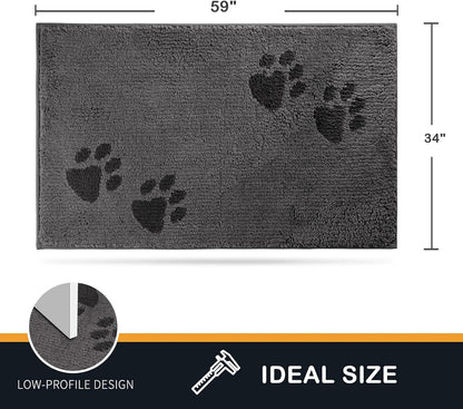 PURRUGS Dirt Trapping Door Mat 20" x 31.5", Non-Skid/Slip Machine Washable Microfiber Entrance Rug, Shoes Scraper, Dog Doormat, Super Absorbent Floor Mat for Muddy Wet Shoes and Paws, Grey