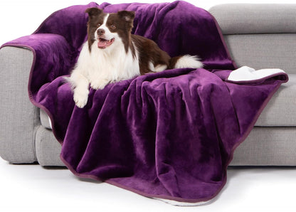 gogobunny Waterproof Blanket for Bed Couch Sofa, Liquid Pee and Fur Proof Pet Blanket for Dog Puppy Cat, Reversible Sherpa Fleece Throw Blanket Furniture Cover Protector (Grey, 50x60 inches)