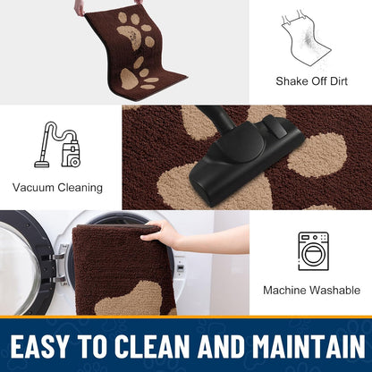 Smiry Dog Door Mat for Muddy Paws, Absorbs Moisture and Dirt, Low-Profile Entryway Mat with Non-Slip Backing, Entry Indoor Outdoor Doormat for Inside Floor (30x20 Inches, Grey, Striped)
