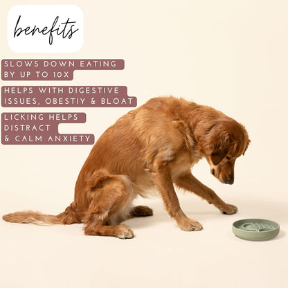 Should We Go? Slow Feeder for Dogs & Puppies, The Slowdown Bowl Silicone Slow Eating, Modern Lick Mat Design, Reduces Gulping, Fits 2 Cups, 7.5” Across x 1.5” Tall, Mealtime Challenge, Medium-Blush