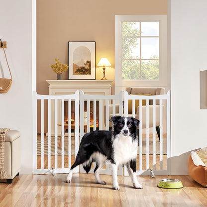 Yaheetech Freestanding Pet Gate 3-Panel Wooden Dog Fence with 2 Support Feet Folding Dog Gate for Indoor, Stairs, Doorways, Halls, Kitchen Wooden Pet Barrier White 36" H