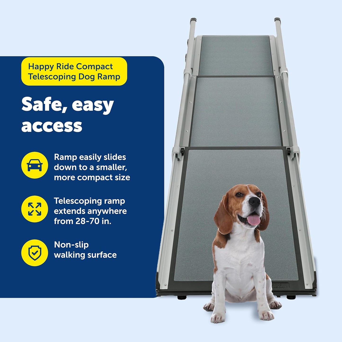 PetSafe Happy Ride Telescoping Dog Ramp, Portable Pet Ramp for Cars, Trucks & SUVs with Adjustable Sizing