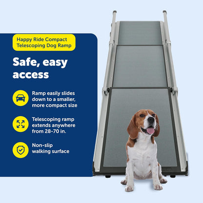PetSafe Happy Ride Telescoping Dog Ramp, Portable Pet Ramp for Cars, Trucks & SUVs with Adjustable Sizing
