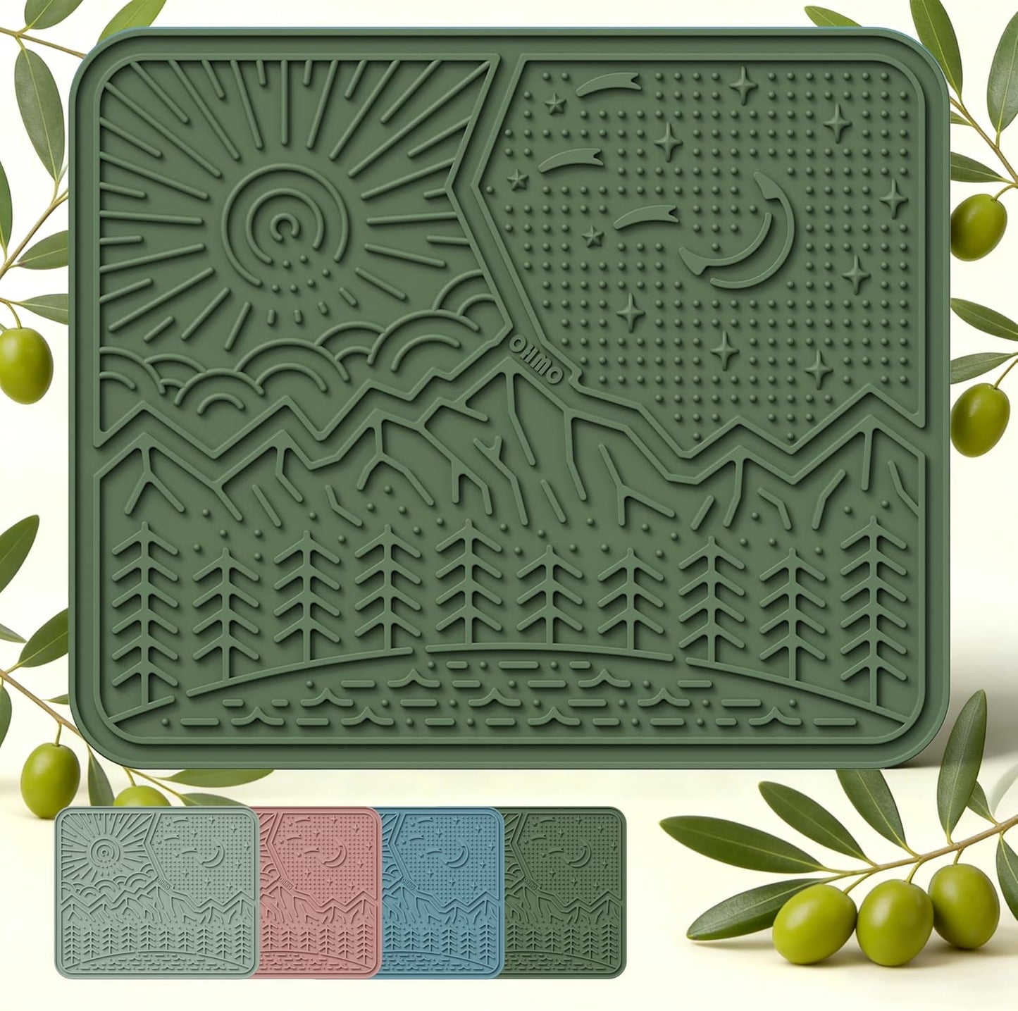 OHMO Lick Mat for Dogs and Cats Large(2 Pack) Nature Design Easy to Clean Pet Slow Feeder with Suction Cups, for Anxiety Relief and Boredom Reduction(Mars+Coral)
