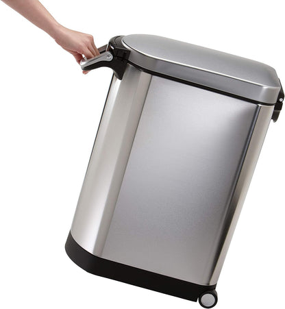 simplehuman Large Pet Food Storage Container, Holds 30-35 lb / 14-16 kg of Dry Dog Food, Cat Food, or Bird Seed, Airtight Lock-Tight Lid with Magnetic Scoop, BPA-Free, Brushed Stainless Steel