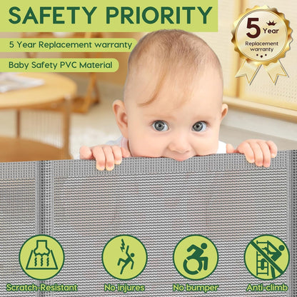 Reinforced 80 Inch Retractable Baby Gate Extra Wide Baby Gate for Wide Openings, Indoor/Outdoor Retractable Dog Gate for Doorway, Mesh Dog Gate Indoor Prevent Babies/Pets from Crawling Under, Black