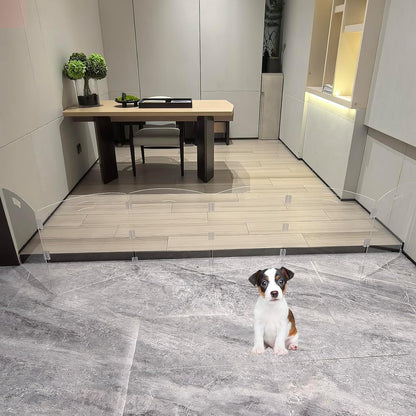 Clear Freestanding Dog Gate for Indoor Use,Pet Gates for Doorways no Drilling,Acrylic Foldable Dog Gate for Stairs with Support Feet (2 Panel - 40''W x 23''H)
