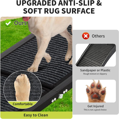 GarveeLife 63 in Long Dog Ramp for Cars, 20 in Wide Folding Pet Ramp for Large Dogs with Non-Slip Surface Portable Dog Car Ramp for SUV Car & Truck, Outdoor Dog Ramp Up to 250 LBS