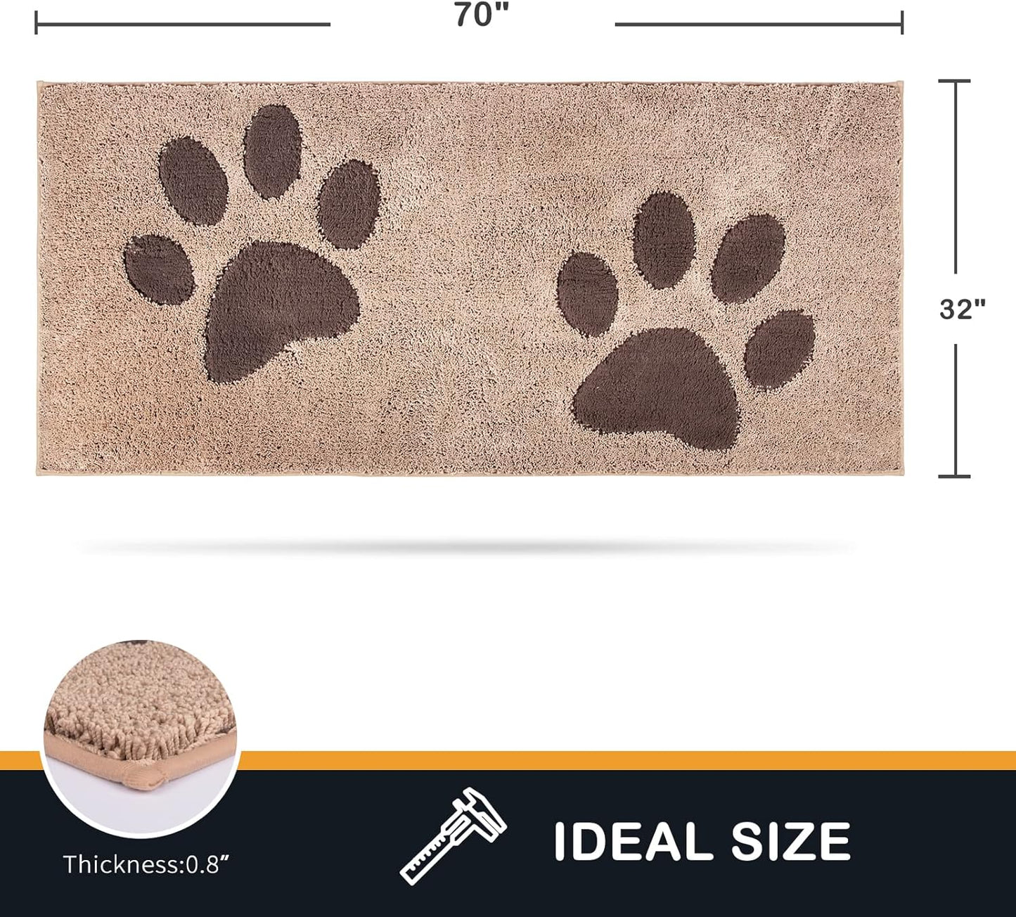 PURRUGS Dirt Trapping Door Mat 20" x 31.5", Non-Skid/Slip Machine Washable Microfiber Entryway Rug, Dog Doormat, Super Absorbent Welcome Mat for Muddy Wet Shoes and Paws, Grey