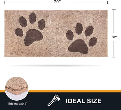PURRUGS Dirt Trapping Door Mat 20" x 31.5", Non-Skid/Slip Machine Washable Microfiber Entryway Rug, Dog Doormat, Super Absorbent Welcome Mat for Muddy Wet Shoes and Paws, Grey