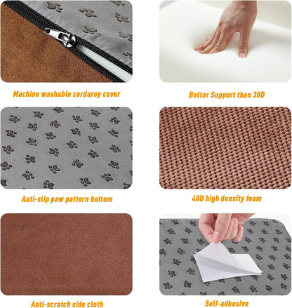 40D Dog Ramp for Stairs for Small & Senior Dogs and Cats – Non-Slip Stair Ramp for Dogs with Gentle Slope, Pet Ramp with Washable Cover & Self-Sticky Pads for Safe Climbing Easy Install(Grey, 3 Pack)