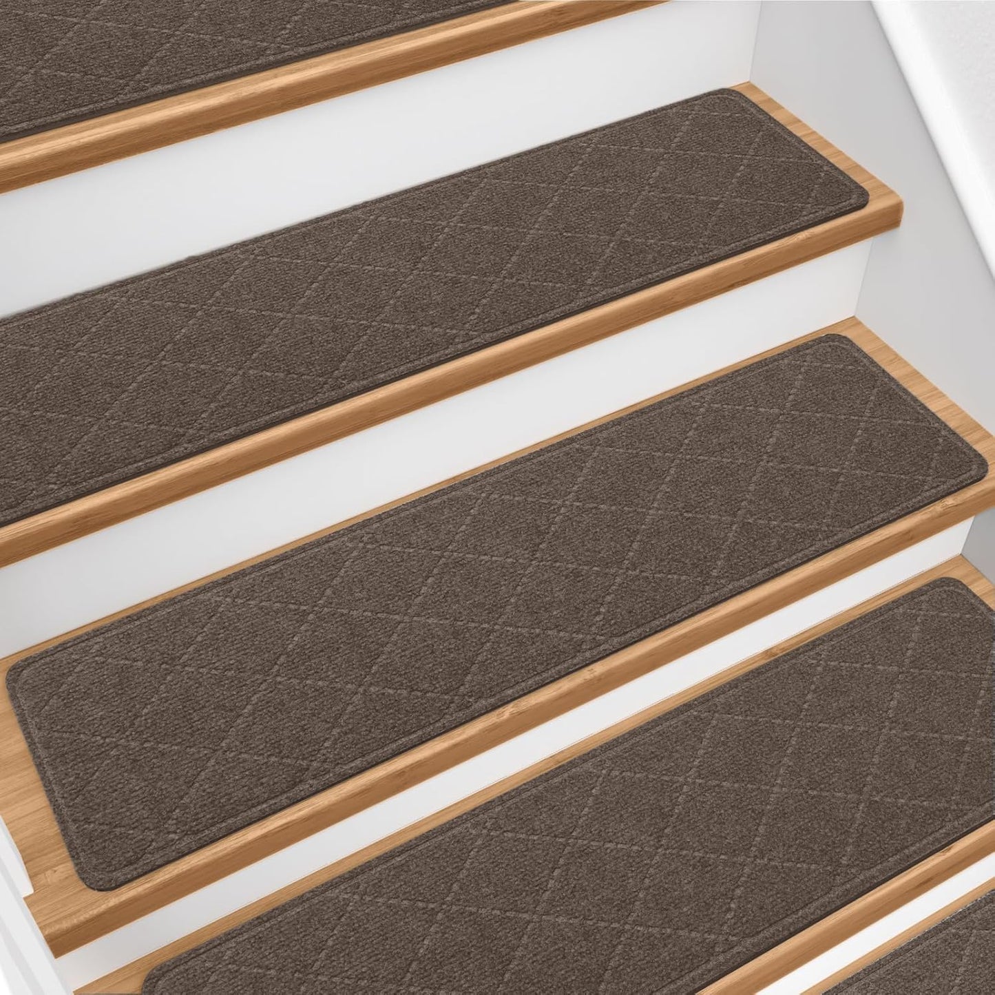 Stair Treads for Wooden Steps 15 PCS - 8’’ x 30’’, Non Slip Stair Runner, Machine Washable Stair Rugs Strips for Kids Pets and Elderly, Indoor Carpet for Stairs (Grey)