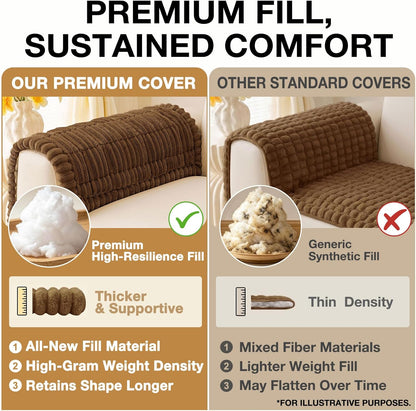 hyha Couch Covers for Dogs Washable, Non Slip Plush Dog Sofa Protectors, Fuzzy Pet Couch Covers for 3 Cushion Sofa Pet Friendly (Camel, 27.6" x 59") - Colors A