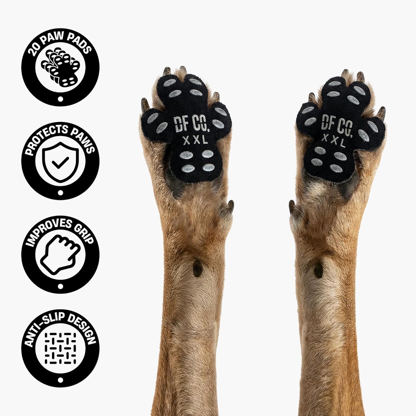 Dog Friendly Co. Dog Paw Pad Protector | Protects from Hot Surfaces, Provides Extra Grip, Keeps Paws Clean, Prevents Paw Allergies (XL, 20, Count)