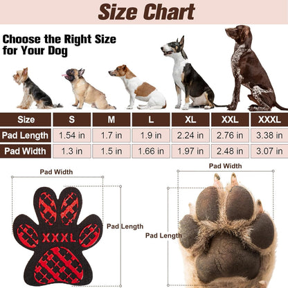 BEAUTYZOO Dog Paw Protector Anti-Slip, Paw Pads for Dogs Traction On Hardwood Floors, Paw Stickers Toe Grips for Hot/Cold Pavement for Senior Dogs, Shoes Boots Socks Replacement, 6 Sets (24 pcs) XXL