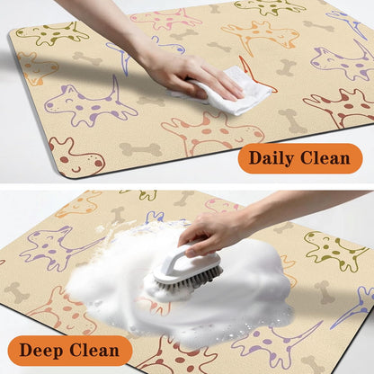 Pet Feeding Mat for Floors Waterproof Dog Mat for Food and Water Absorbent Quick Dry Non Slip mat for Cat Bowls