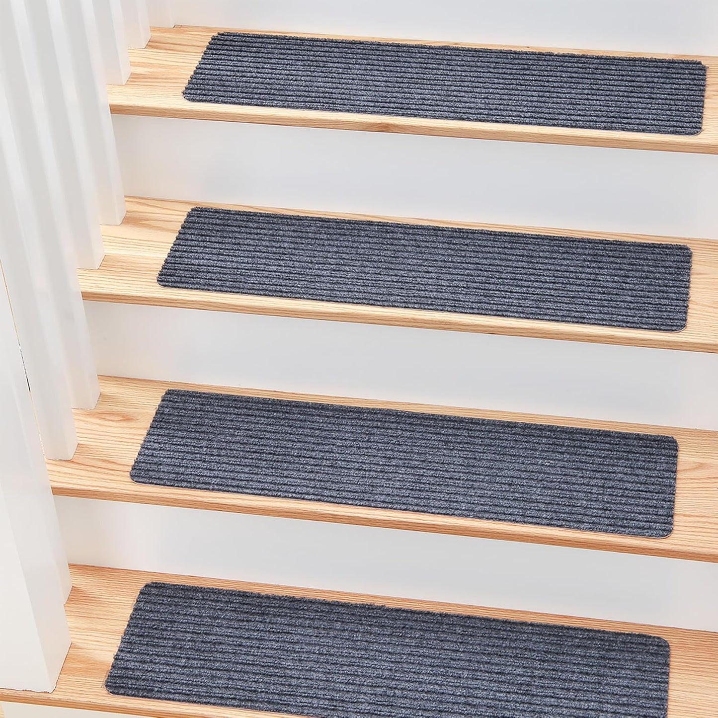 MBIGM 8" X 30" (15 in Pack) Nonslip Carpet Stair Treads Non-Skid Safety Rug Slip Resistant Indoor Runner for Kids Elders & Pets with Reusable Adhesive - Brown - Non Slip Stair Treads Indoor