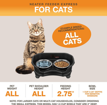 Neater Feeder Express Mess Proof Dog Bowls Elevated for Small Breeds under 15 Lb, Made in USA, No Spill Raised Dog Food Bowl Stand, Stainless Steel Food and Water Bowl Set, Feeding Station, Cappuccino